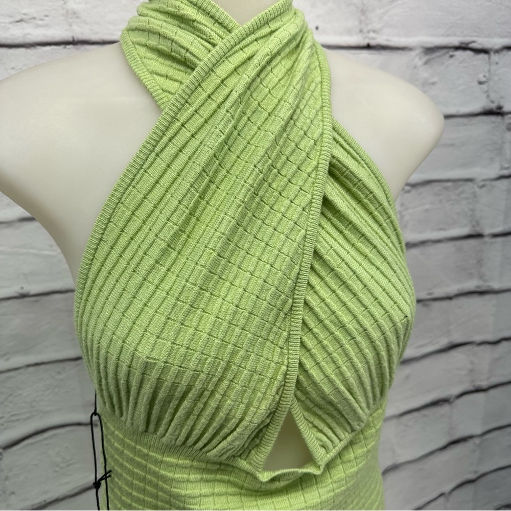 Callahan Knitwear Mimi Mini Halter Knit Dress Apple Green Medium - Picture 13 of 14